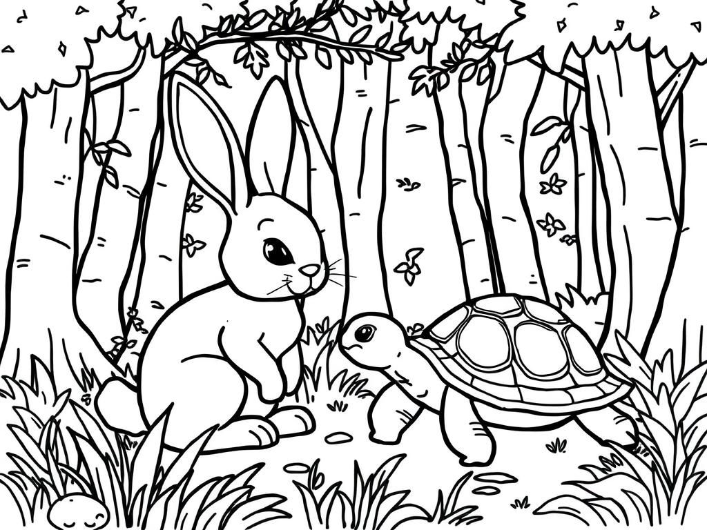 Preview of a bunny and a turtle in the woods