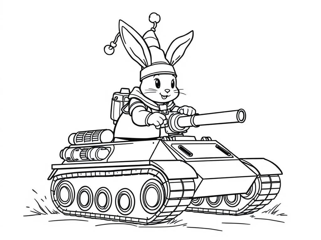 Rabbit in Tank Coloring Page