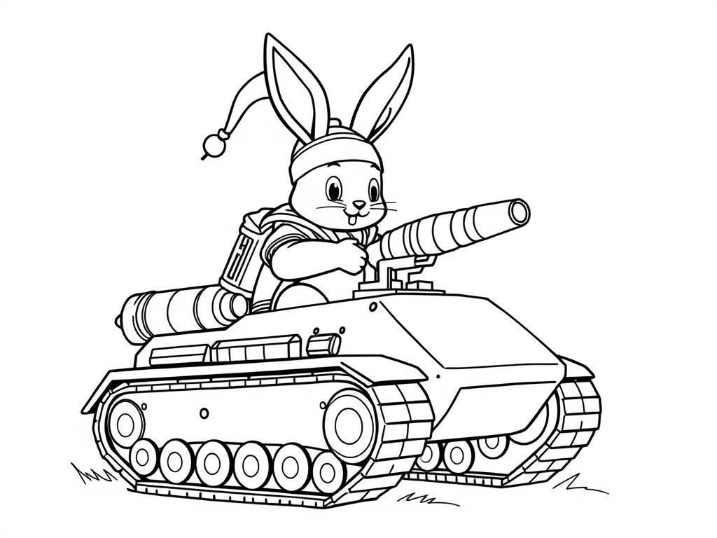 Bunny in a Tank Coloring Page