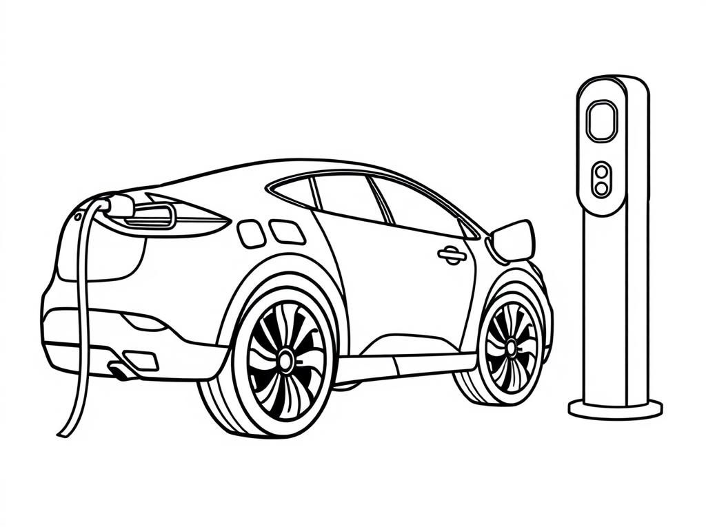 Preview of A car charging next to a ce charge point.