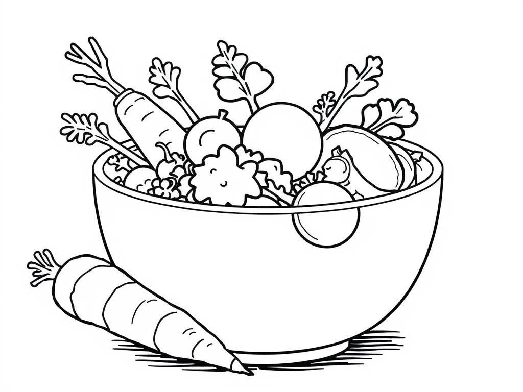 Veggie Bowl Coloring Page