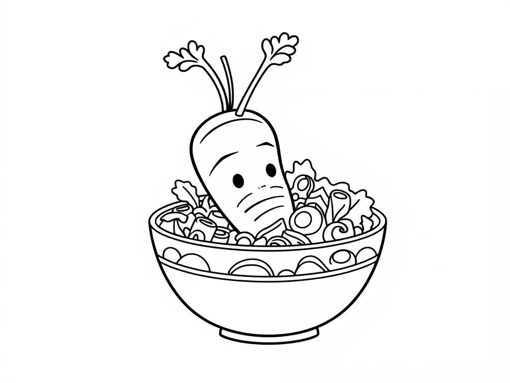 Beetroot in Salad Bowl Coloring Page