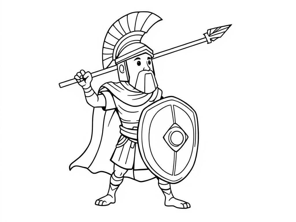 Ancient Greek Warrior Coloring Page