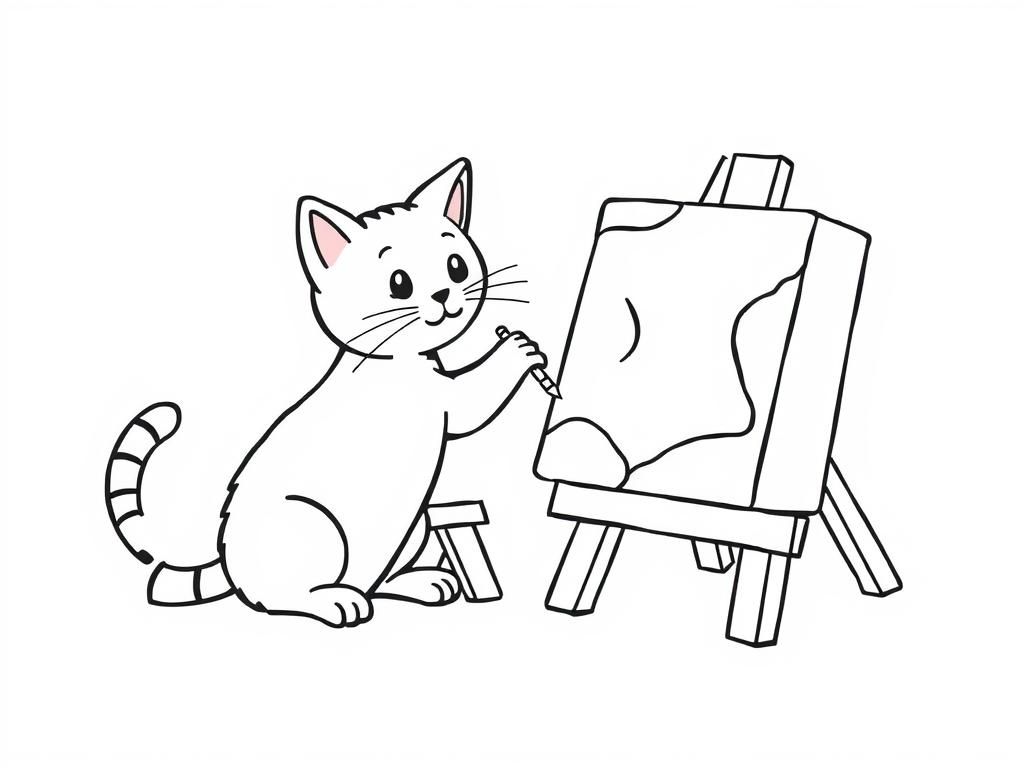 Preview of a cat and a box painting a canvas together