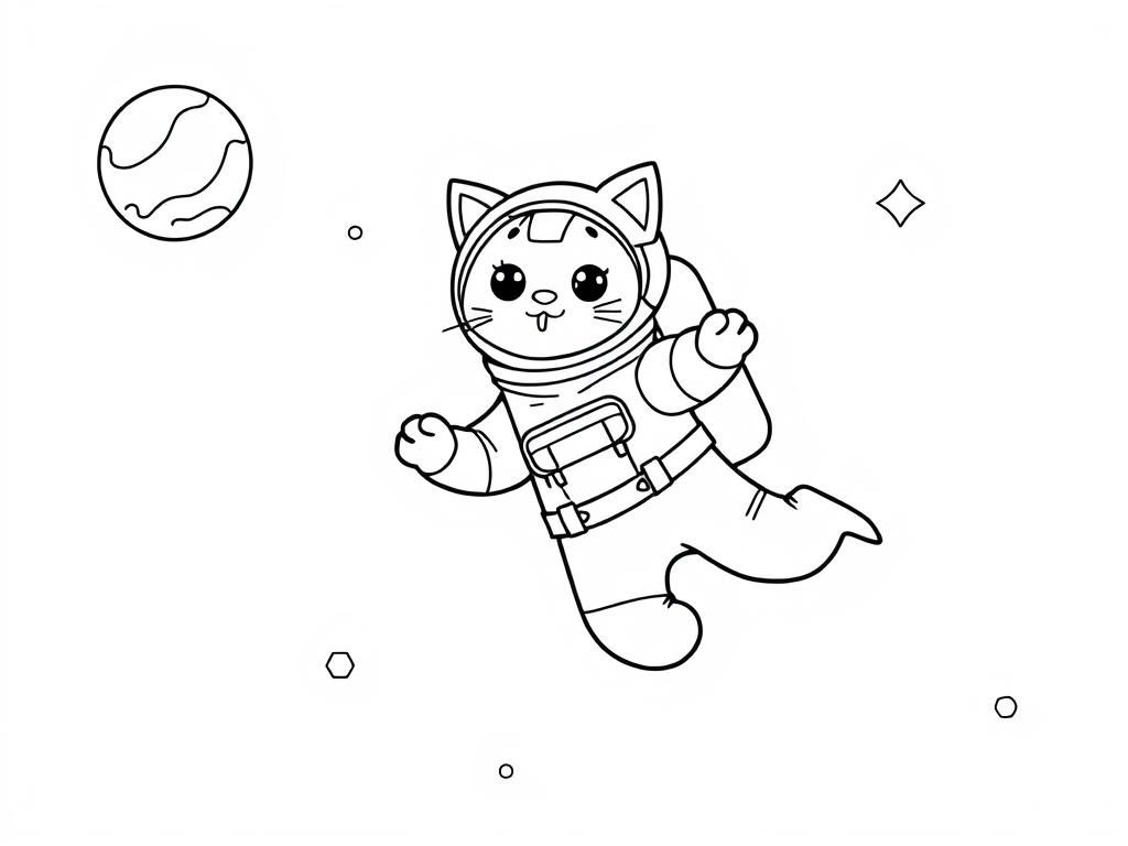 Kleurplaat Kat Astronaut