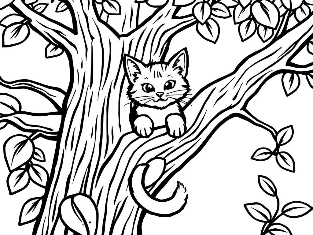 A cat stuck in a tree