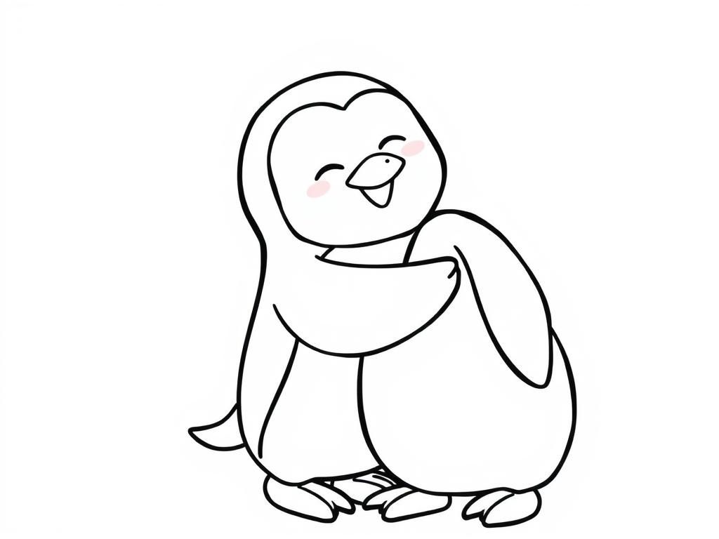 Preview of A cheerful penguin hugging