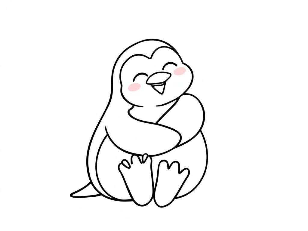 Preview of A cheerful penguin hugging