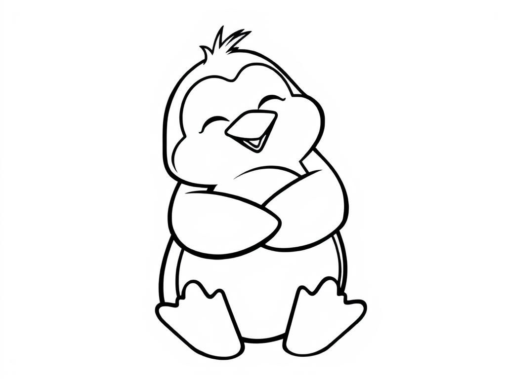 Preview of A cheerful penguin hugging himself