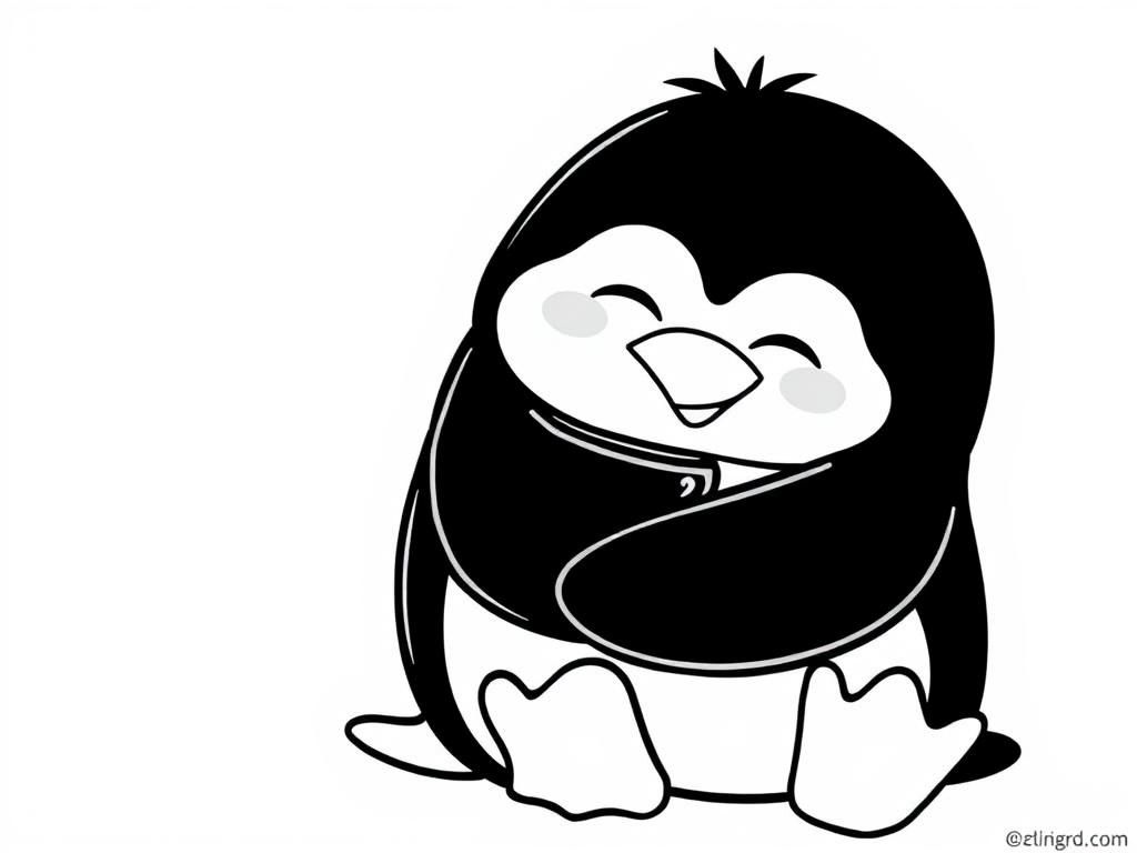 Preview of A cheerful penguin hugging himself number 2