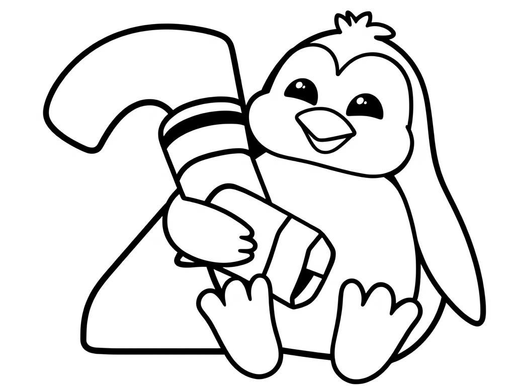 Coloring Page of a Penguin