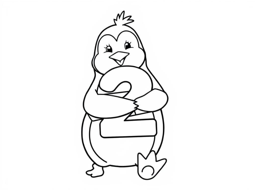 Coloring Page of an Adorable Penguin