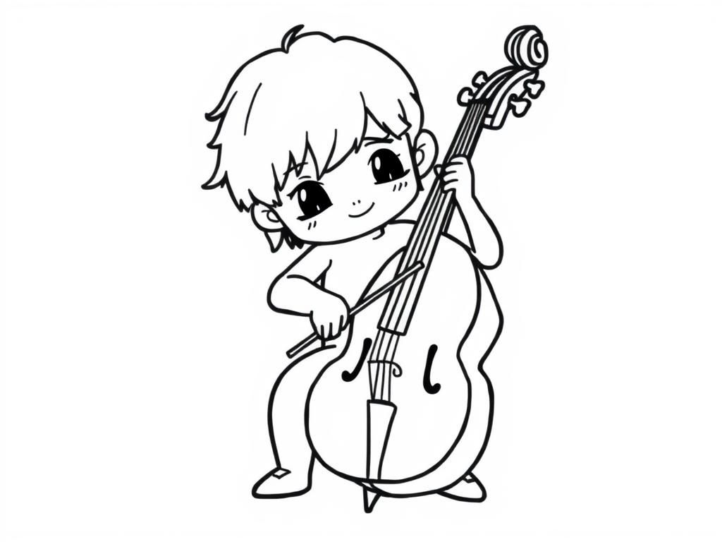 a chibi playing cello