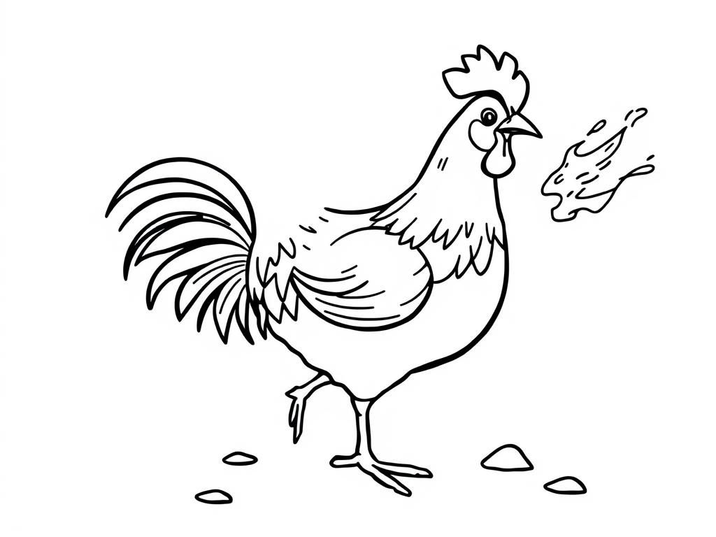 Coloring Page of a Rooster
