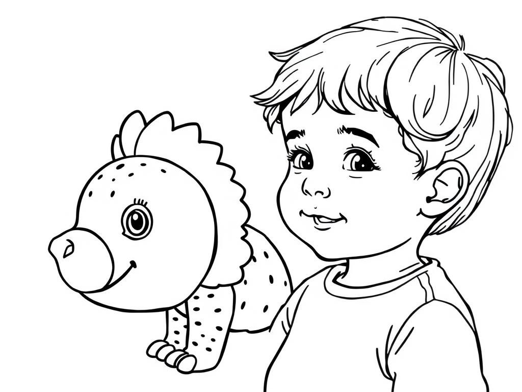 Preview of a child with a coloring page