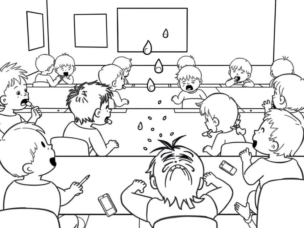 a classroom full of vomiting children