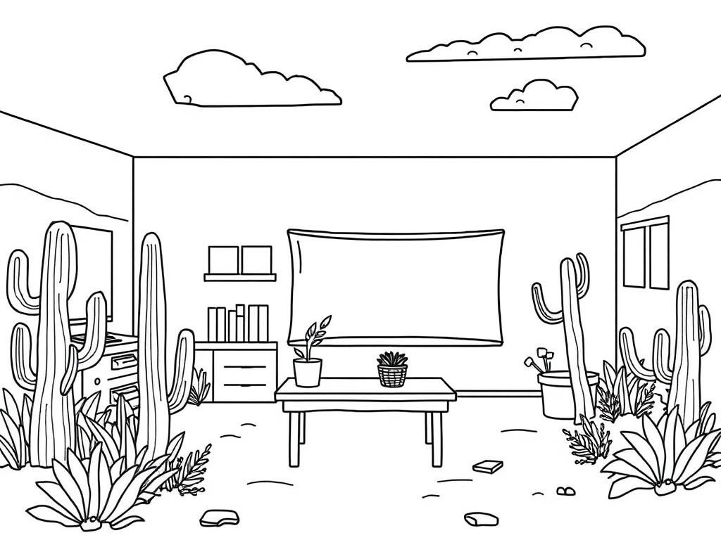 a classroom scene in a desert scene