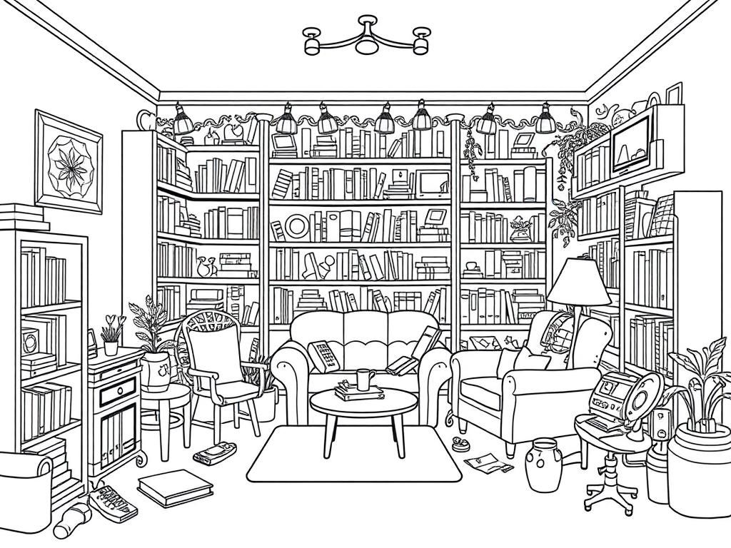 Cozy Living Room Coloring Page