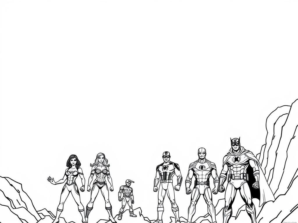 Superhero Team Coloring Page