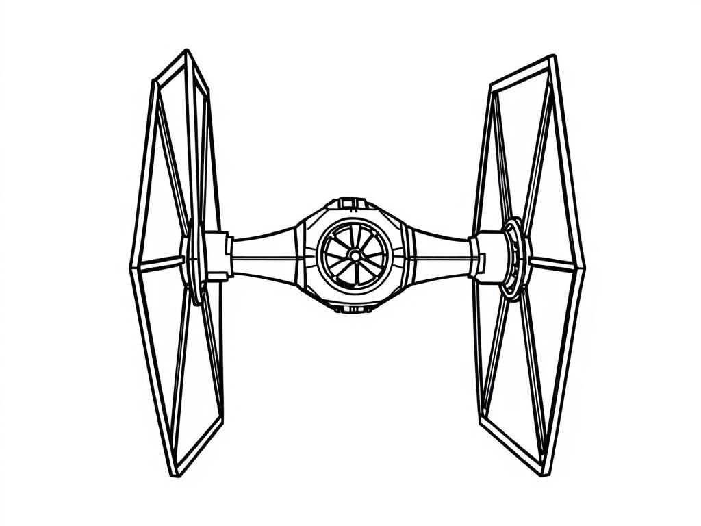 Preview of a colouring page for a tie fighter