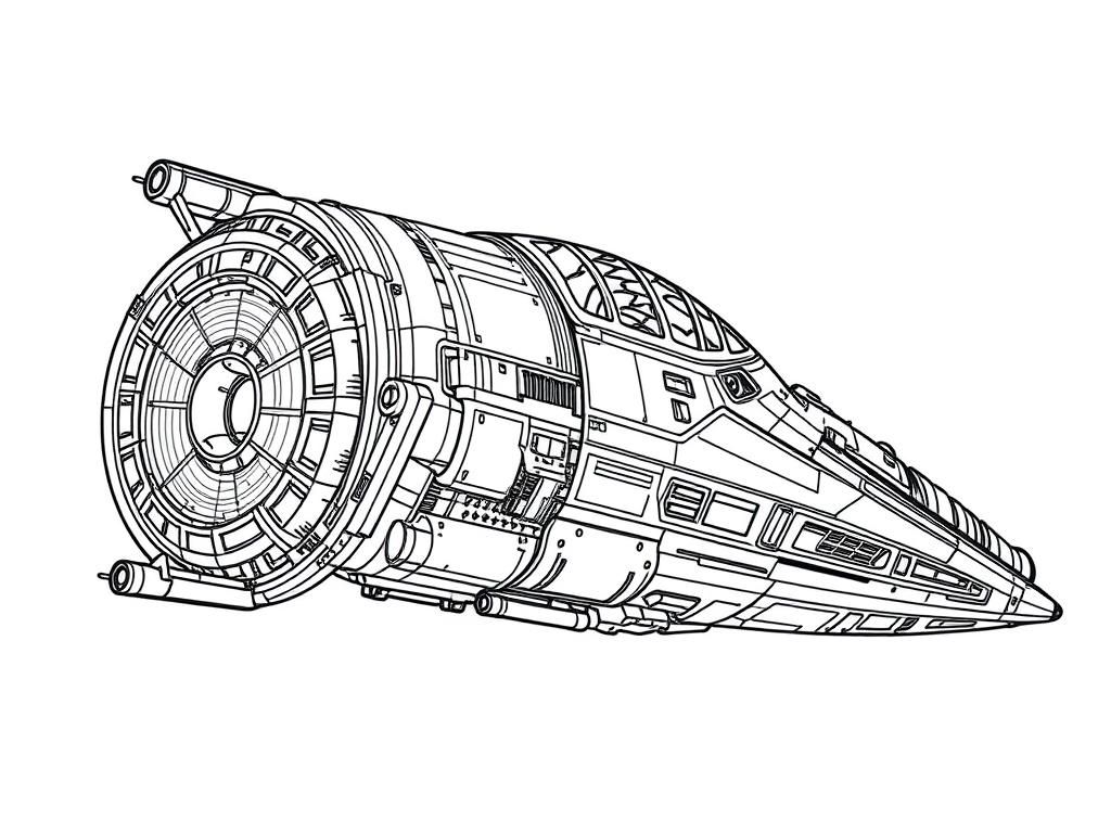 Preview of A complex colouring of an intricate caslte on a spaceship