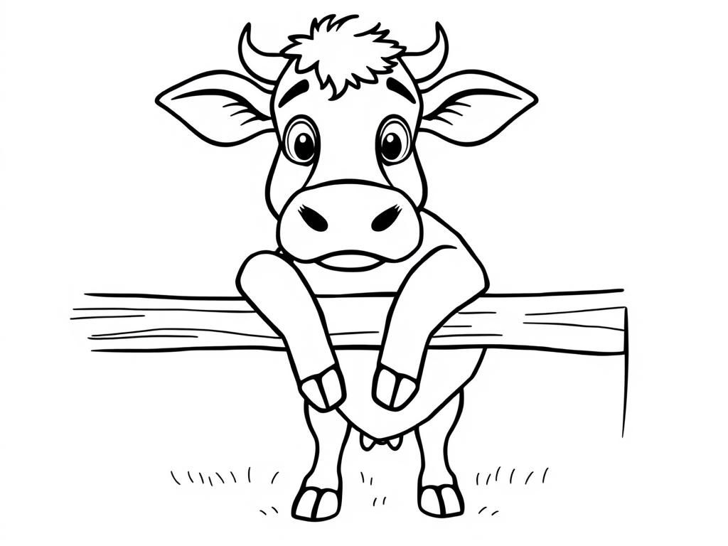 Cute Cow Coloring Page for Kids