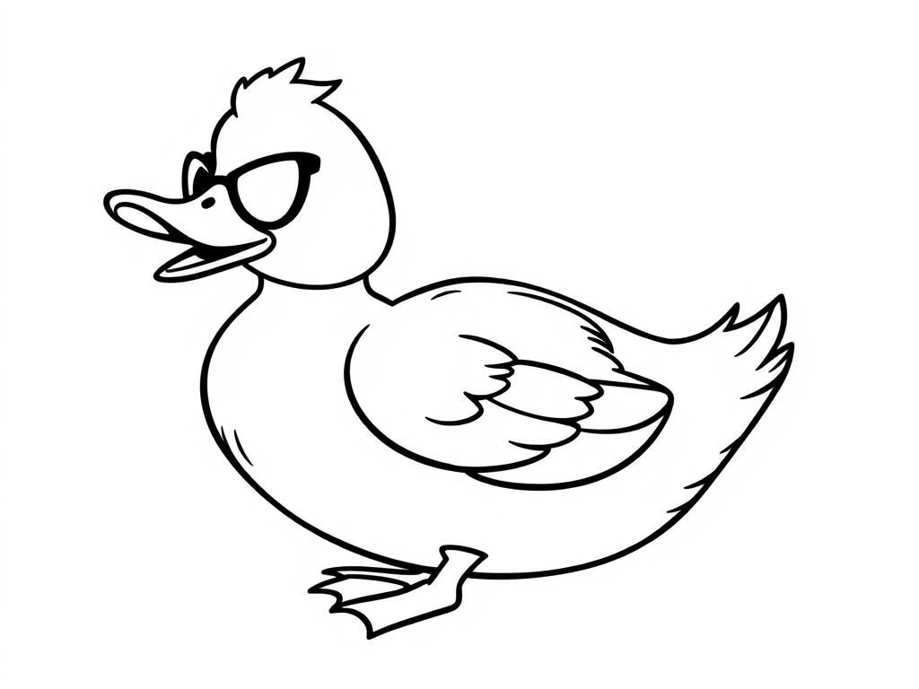 Duck with Sunglasses Coloring Page