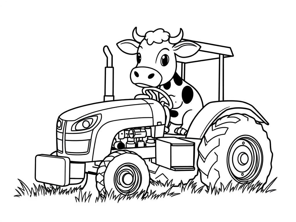 a cow on a tractor