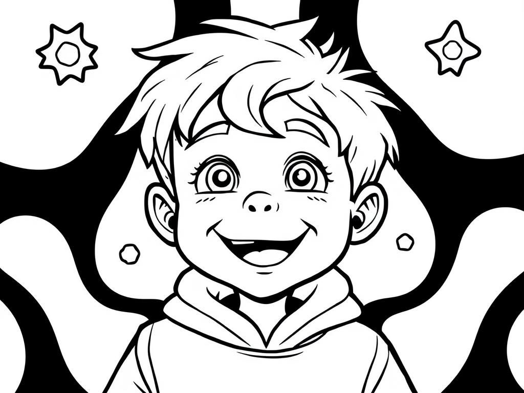 Boy with Stars Coloring Page