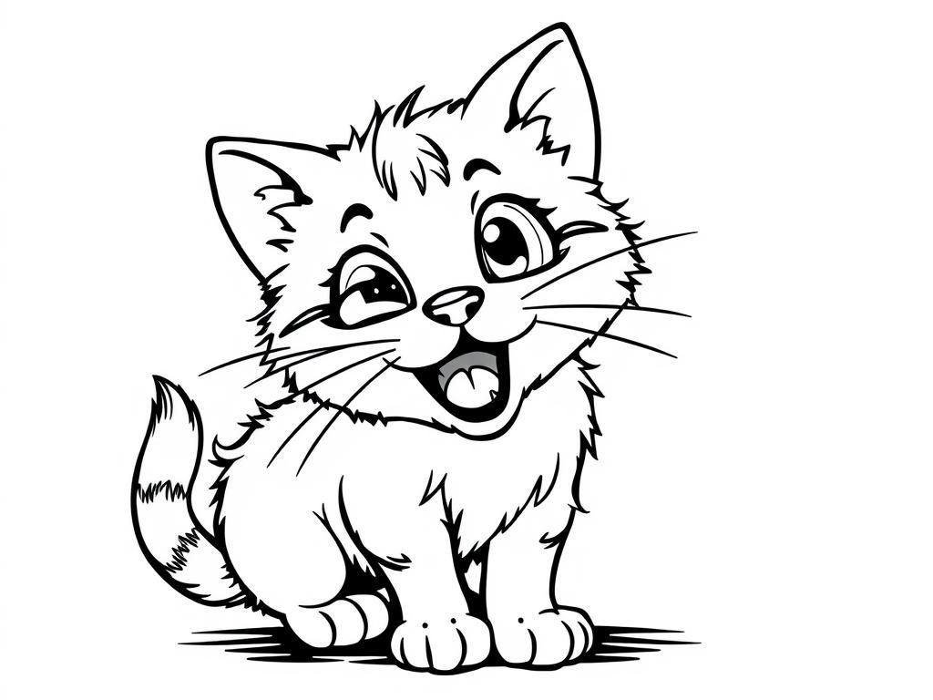 a crazy kitty - Free Printable Coloring Page