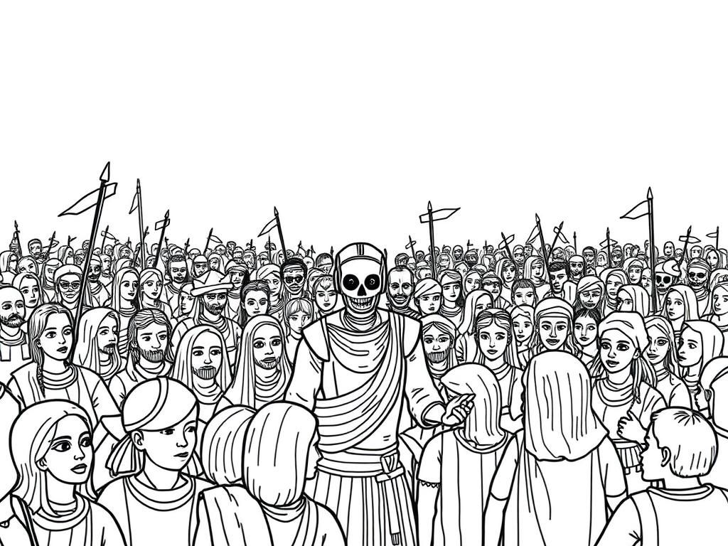 Preview of a crowd of peasants welcoming their AI overlords