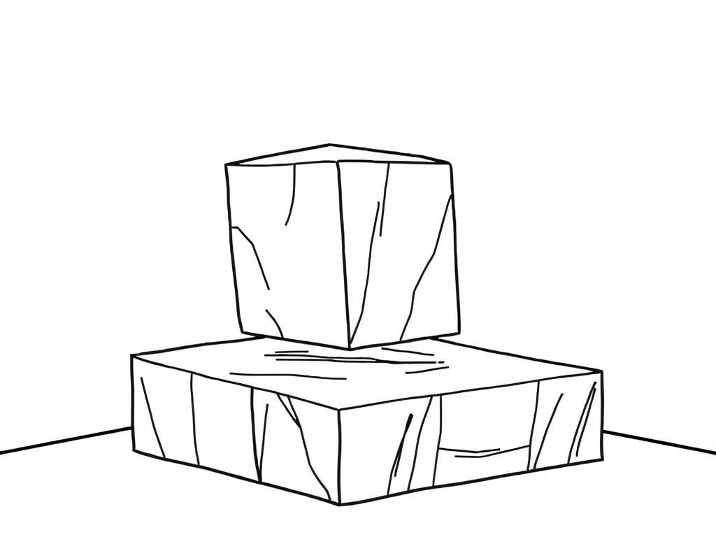 A cube sliding on a platform inside anvideo game inside a Ipad