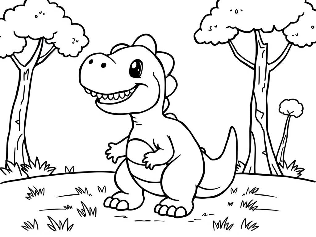 Smiling Dinosaur Coloring Page