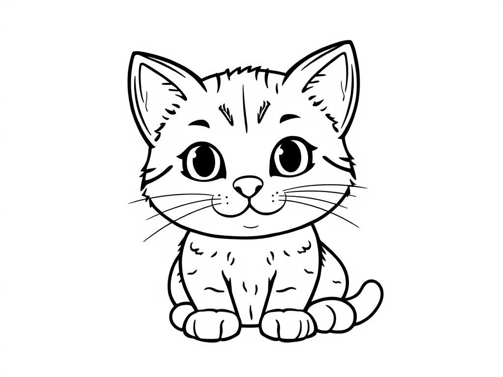 A cute cat - Free Printable Coloring Page