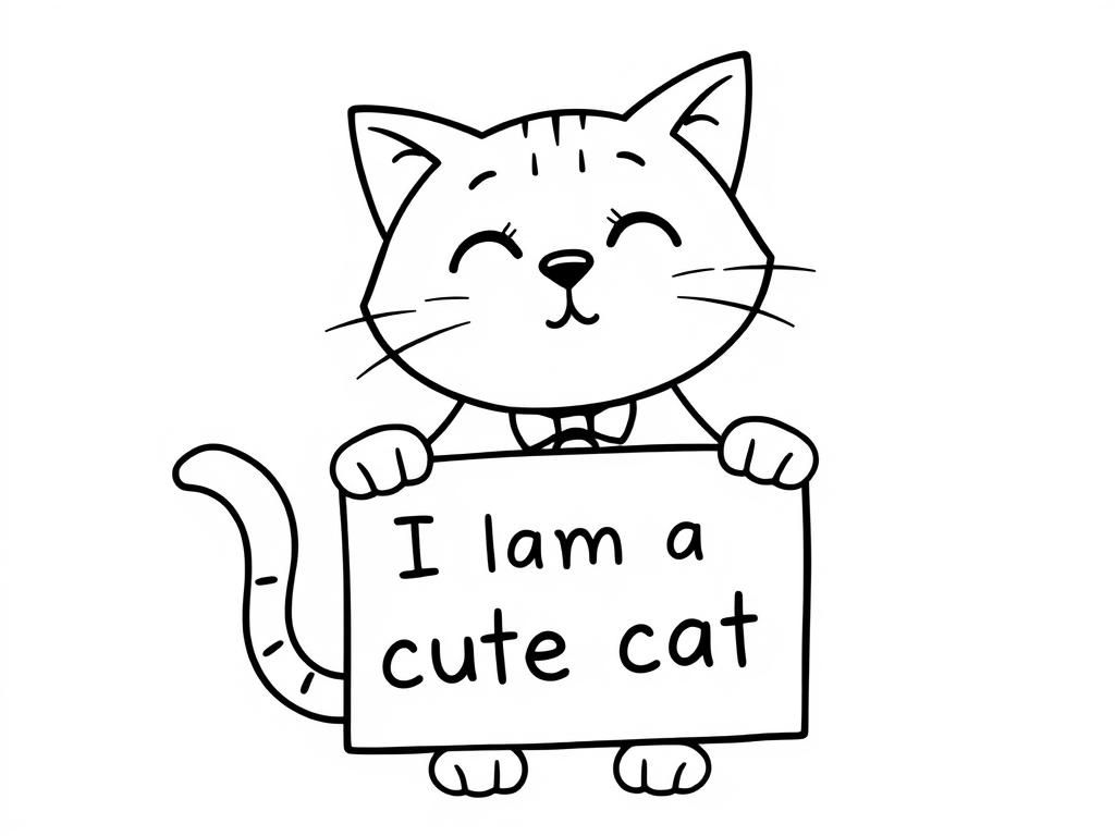 Preview of A cute cat holding a sign that says "I am a cute cat"