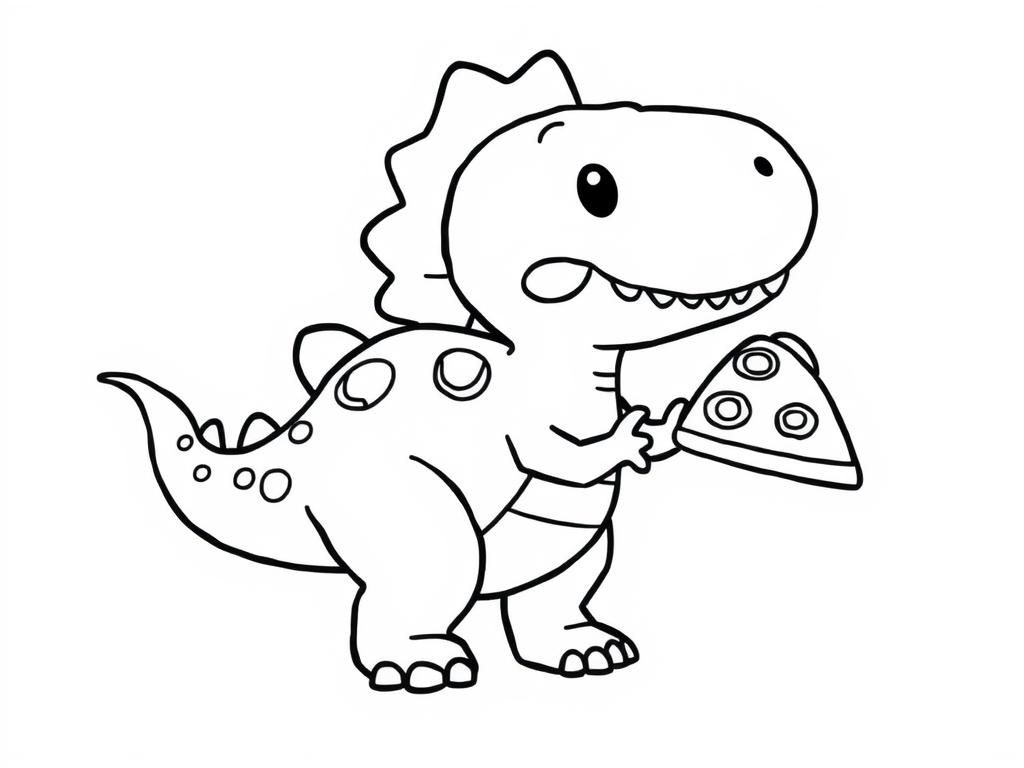 T-Rex Eating Pizza Coloring Page
