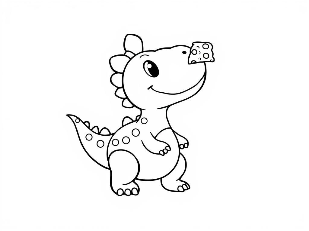 Smiling Dinosaur with Cheese Coloring Page