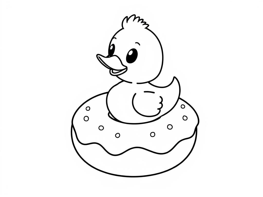 Preview of a cute duck sitting on a donut
