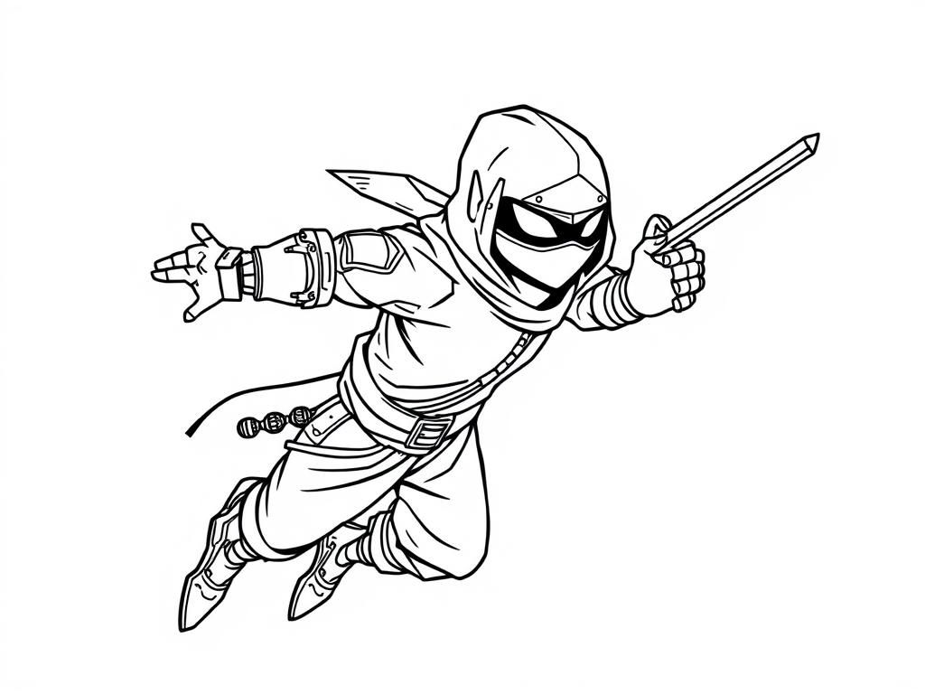 a cybernetic ninja flying through cyberspace