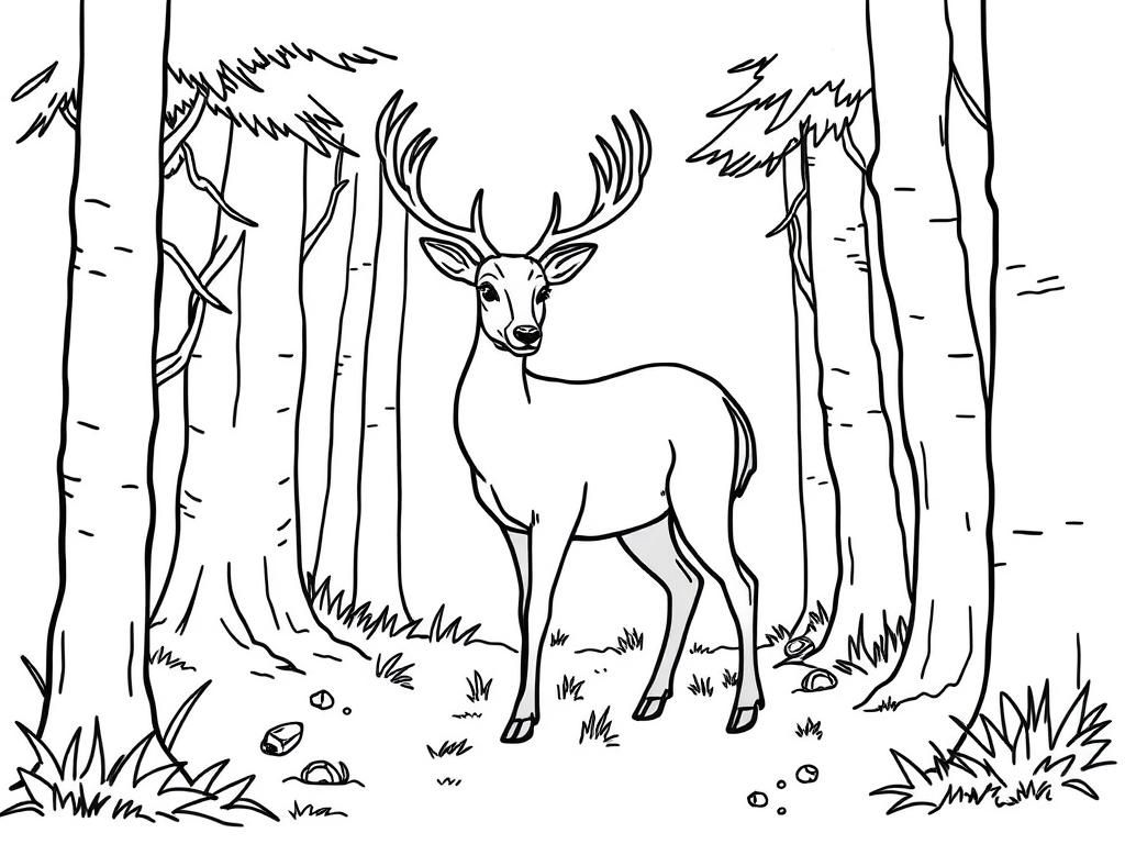 Forest Deer Coloring Page
