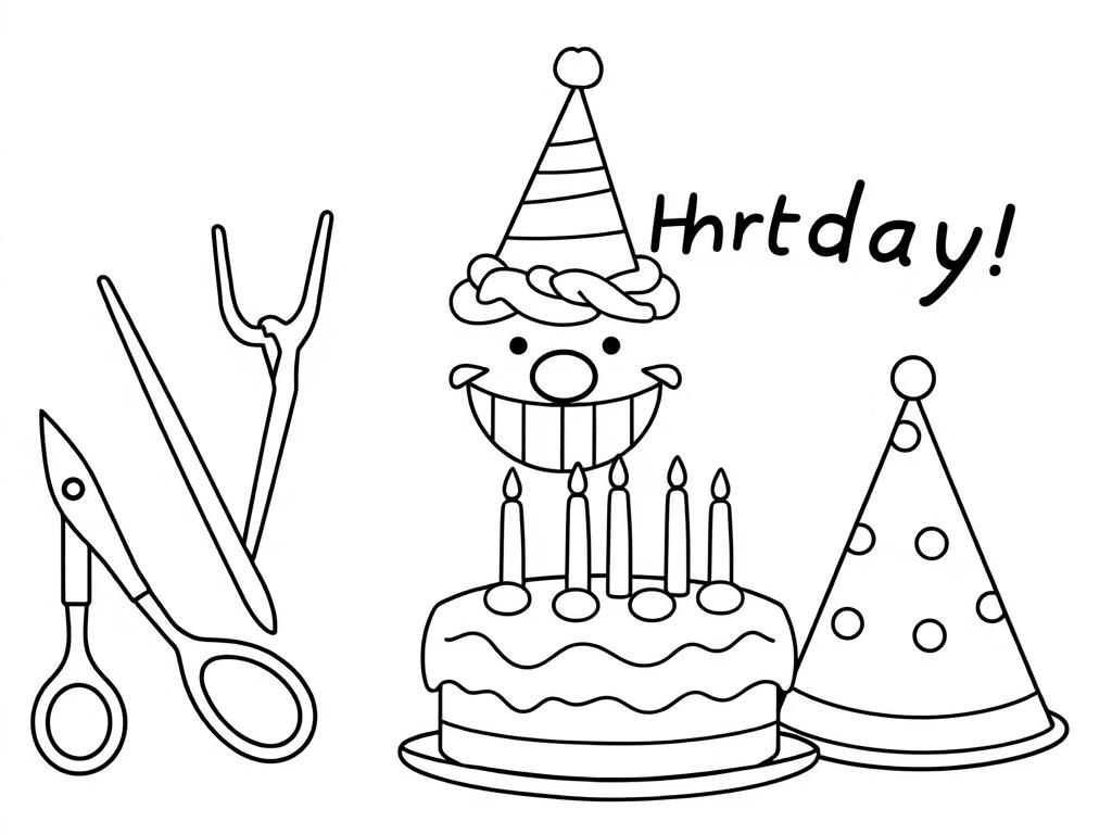 Kleurplaat verjaardagstaart
