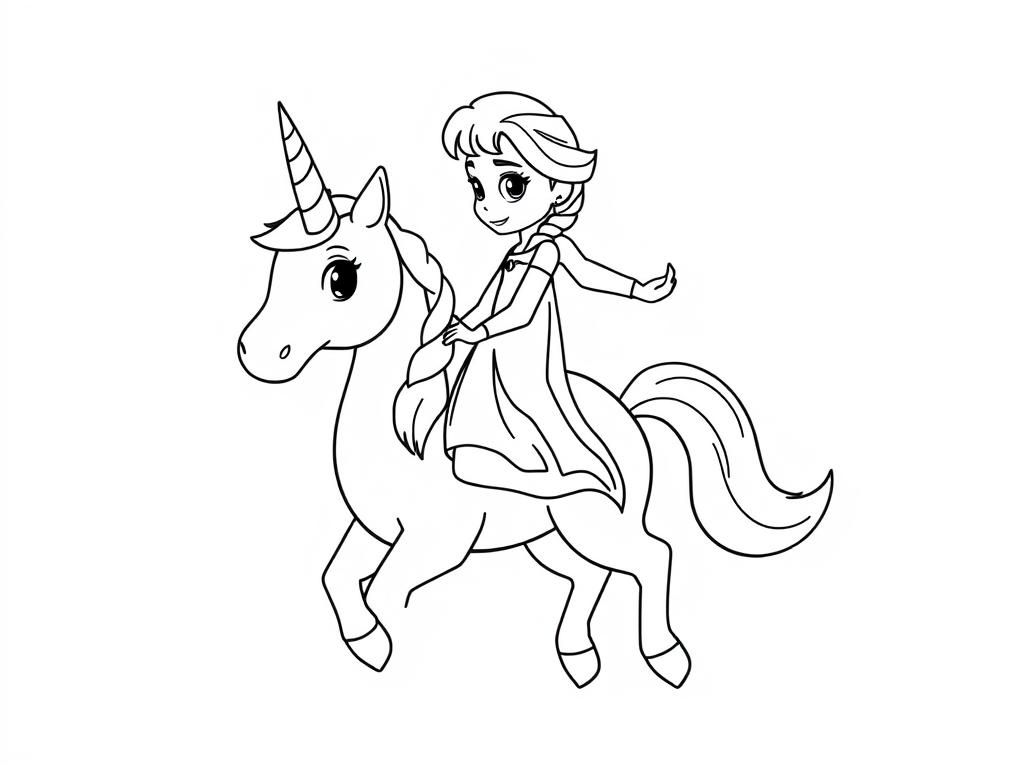 Princess Riding Unicorn Coloring Page