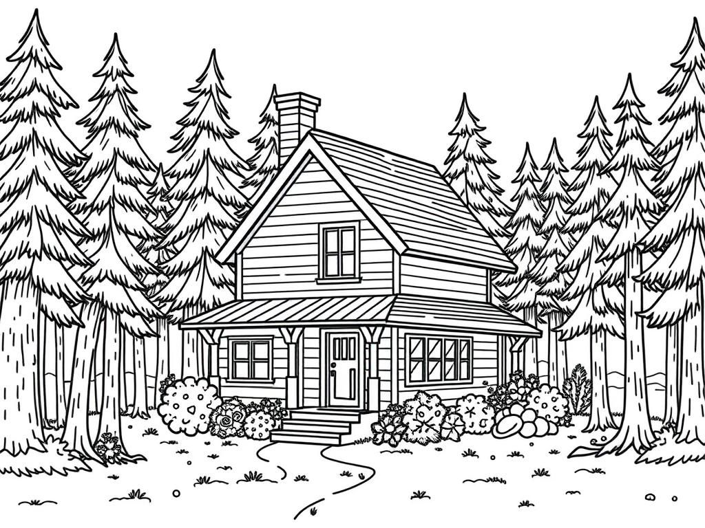 Preview of a detailed house in the middle of the woods