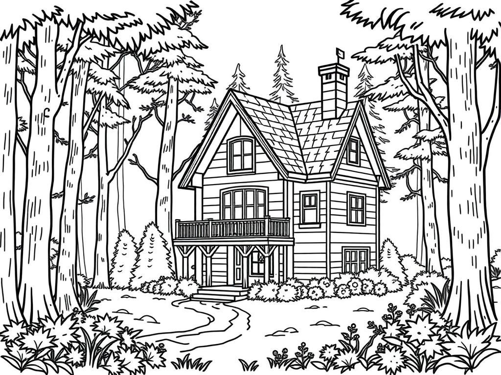 Preview of a detailed house in the middle of the woods