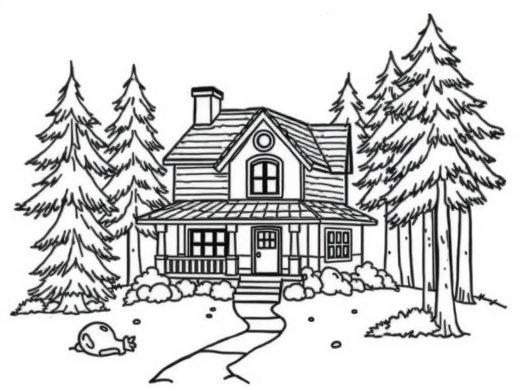 Preview of a detailed house in the middle of the woods