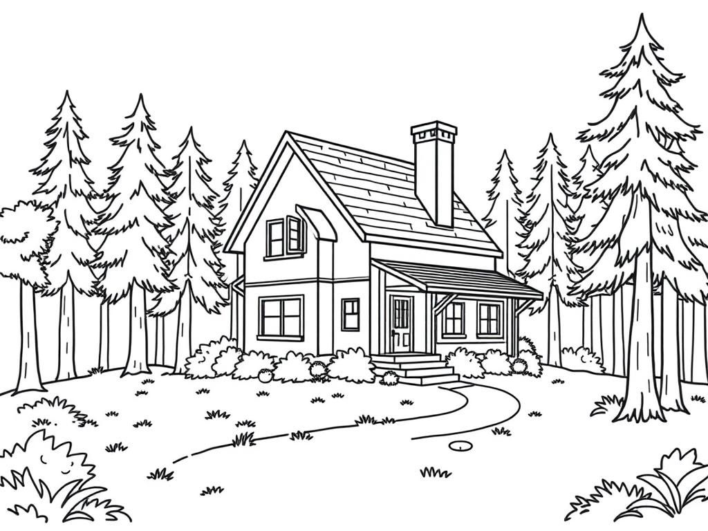 Preview of a detailed house in the middle of the woods