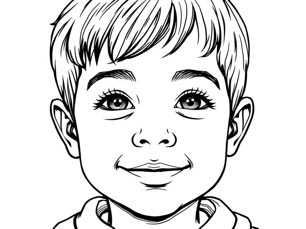 Preview of a detailed sketch of a male child's face