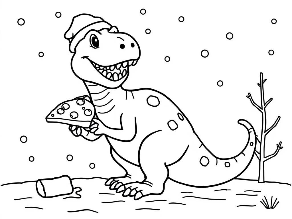 Dino's Pizza Party Coloring Page