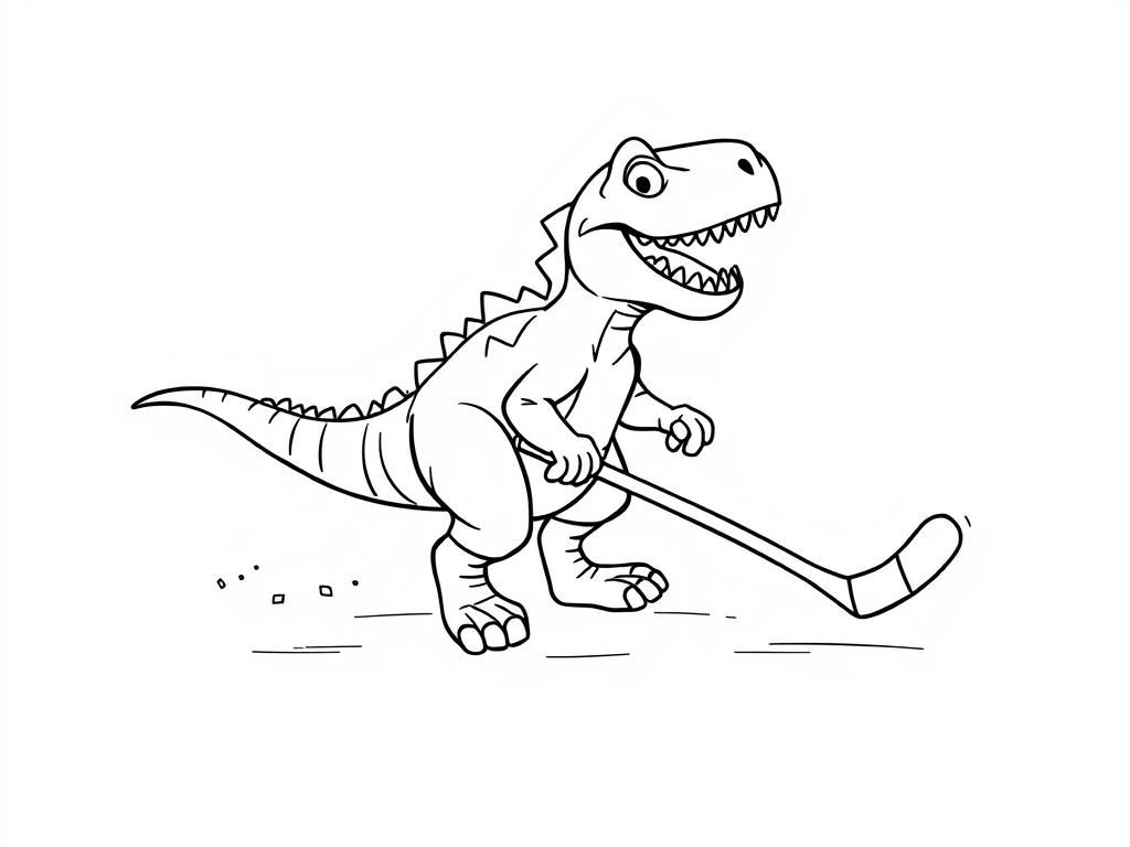 T-Rex Hockey Player Coloring Page