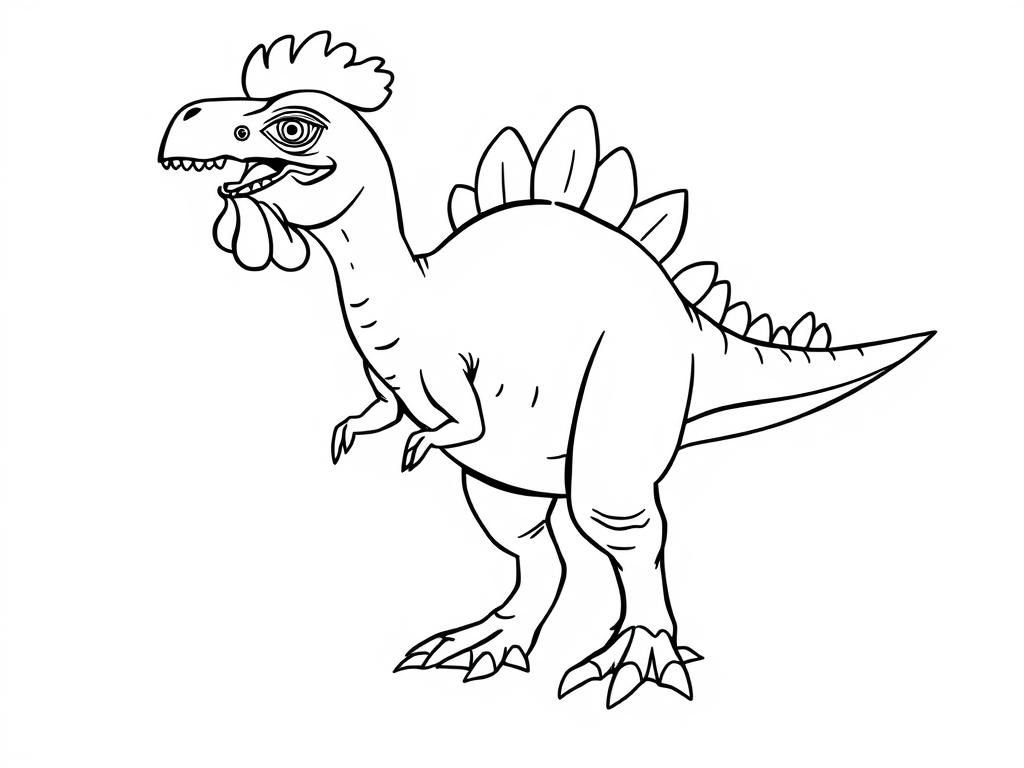 Dino Coloring Page - Spiky Cartoon Dinosaur